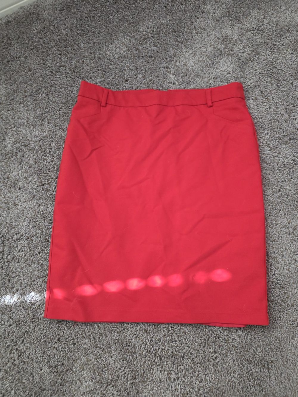 Tailored Red Pencil Skirt with Belt Loop Waistband